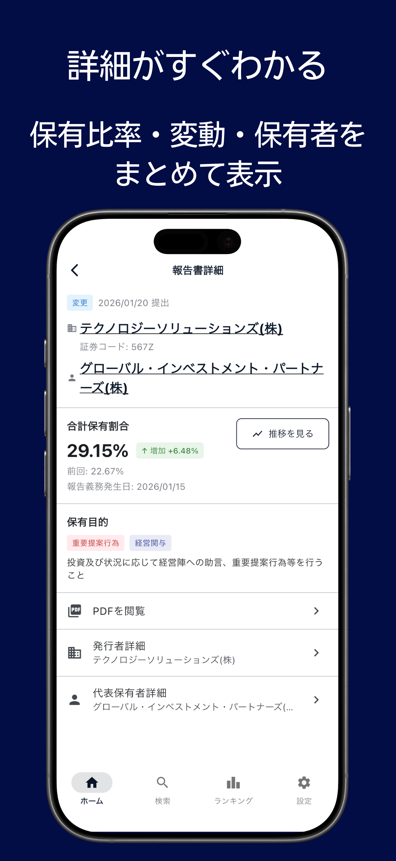 報告書詳細画面